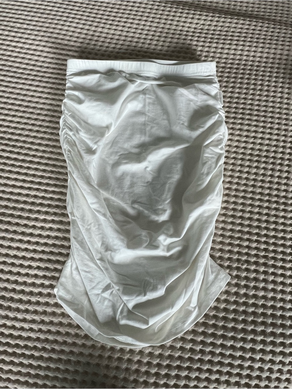 SHEIN White Ruched High-Low Bodycon Skirt